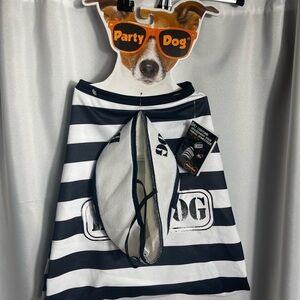 Party Dog Black and White Striped Halloween Costume Size L/XL G/TG NWT Jail Dog